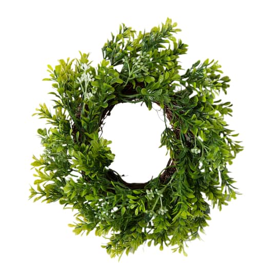 6 Pack: 9&#x22; Green Mini Boxwood Wreath with Flowers by Ashland&#xAE;